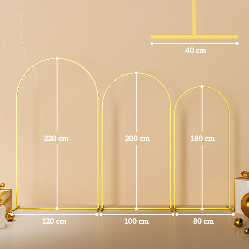 Metal Wedding Arch - 2.2m Gold Tone Backdrop Stand