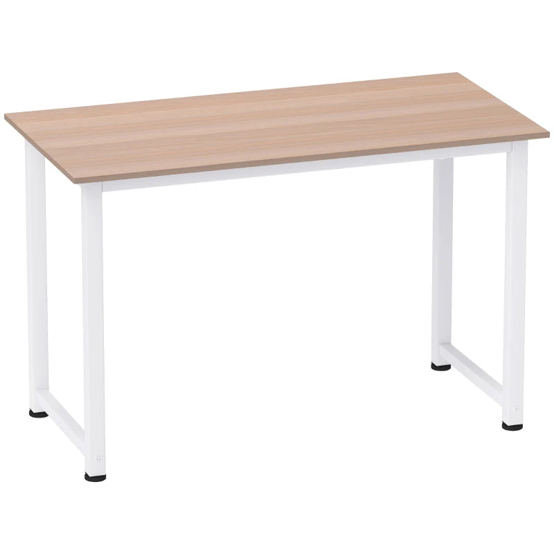 Modern White Computer Desk 120x60cm - Stylish Writing Table Workstation for Home Office & Study with Metal Frame, Easy Assembly