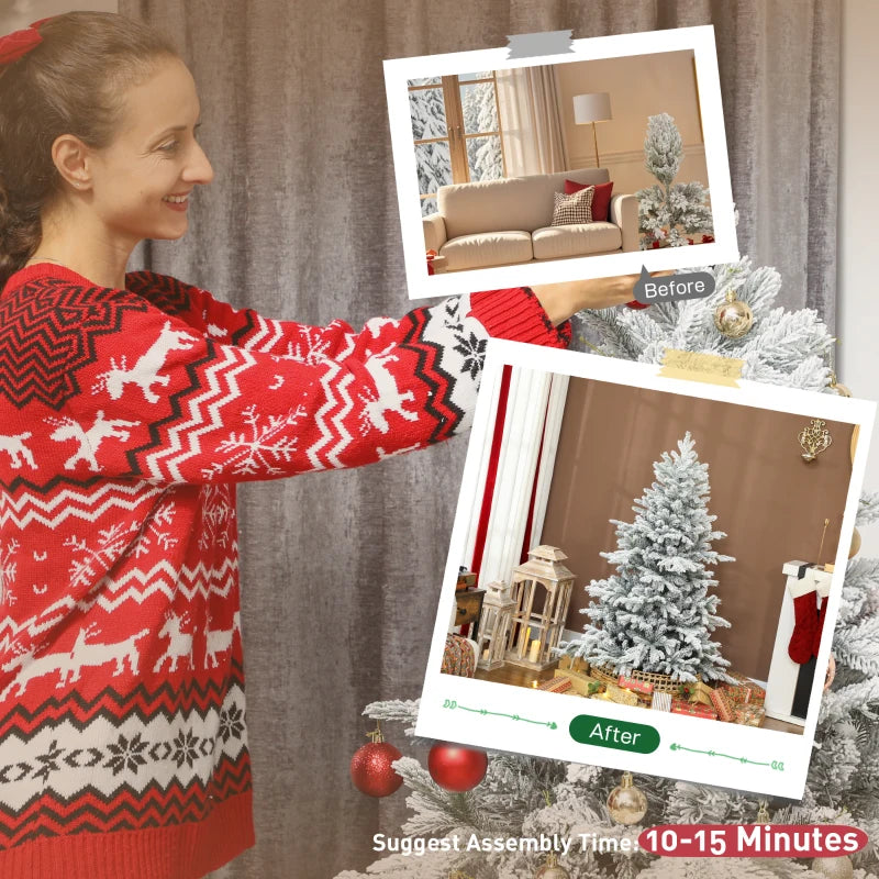 5ft Snow Flocked Artificial Christmas Tree - Realistic Holiday Decor for Festive Home Decoration