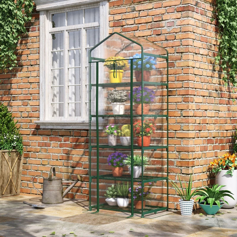 Portable Greenhouse Flower Stand - Transparent PVC Cover - 69 x 49 x 193cm