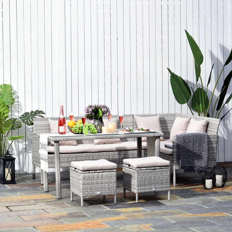 Mixed Grey Rattan Corner Dining Set