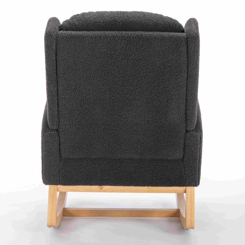 Stylish Grey Wingback Chair with Padded Seat for Living Room or Bedroom, 96.5x71x101 cm