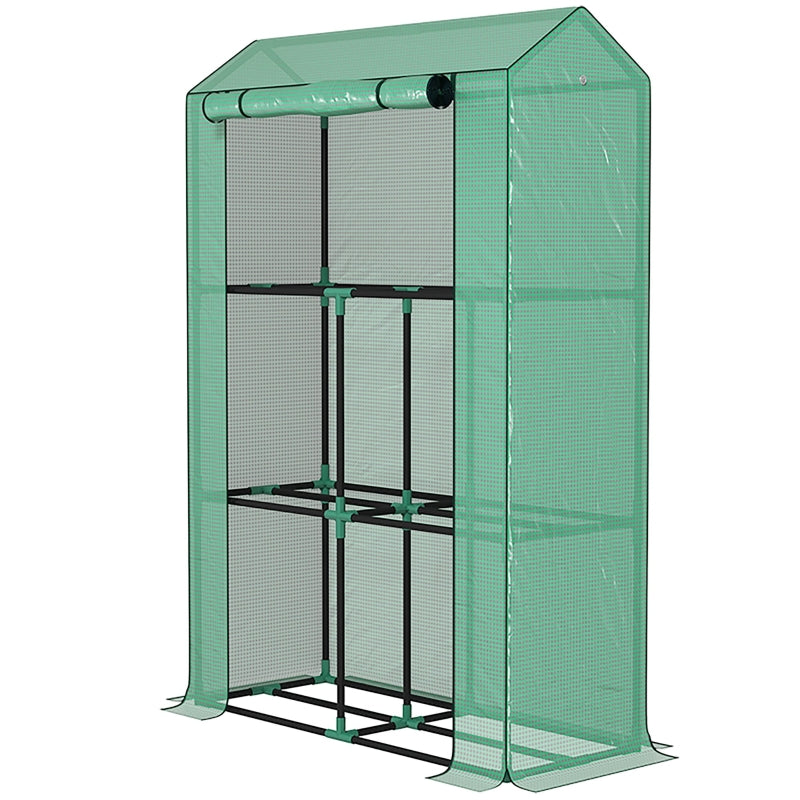 40 x 100cm Three Shelf Steel Frame Greenhouse - Green Color