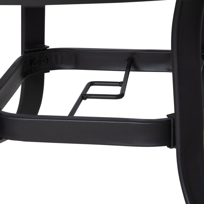Round Garden Dining Table with Parasol Hole - Black Tempered Glass