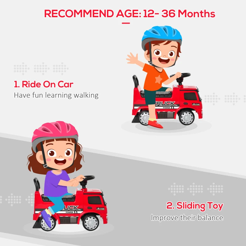 Mercedes Benz Licensed Kids Ride On Car Truck - Foot to Floor Slider with Under Seat Storage for Toddlers 12-36 Months - Red