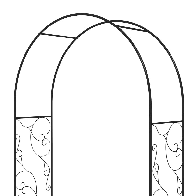 Metal Garden Arch with Double Gates for Climbing Plants - Black, 125L x 38W x 227H cm - Perfect for Roses, Vines, and Weddings