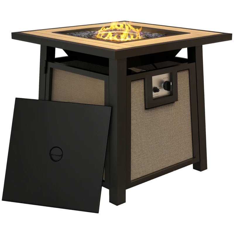 50,000 BTU Brown Gas Fire Pit Table with Cover & Glass Beads - Outdoor Heating for Patios & Backyards