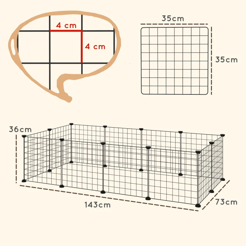 DIY Metal Wire Pet Playpen - 12 Panel Enclosure for Indoor/Outdoor Guinea Pigs, Bunnies & Small Animals - Black