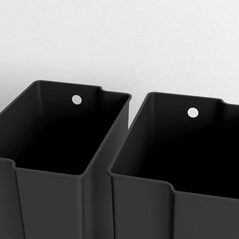 50L Dual Compartment Stainless Steel Bin with Deodoriser Holders - Stylish Black Trash Can for Home & Kitchen