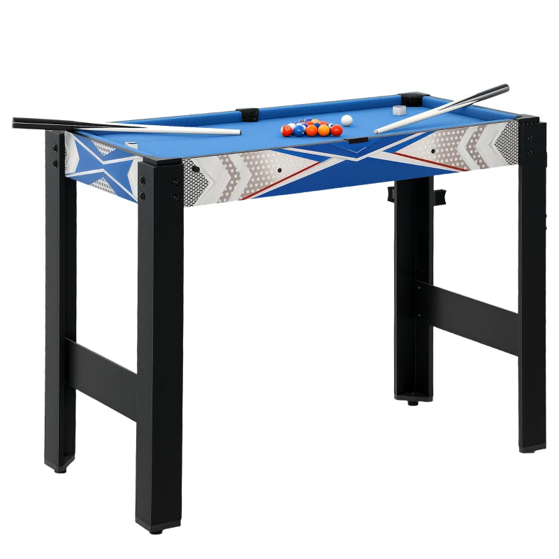5-in-1 Multi Games Table for Family Fun with Pool Table Tennis Basketball Hockey Archery Blue