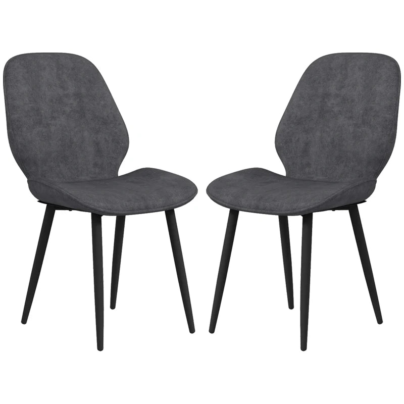 Stylish Velvet Dining Chairs Set of 2 - Modern Grey Dining Room Chairs with Sturdy Metal Legs