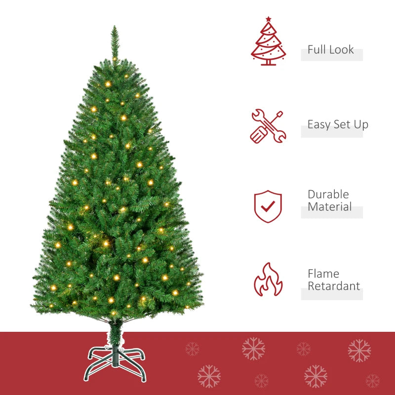 5FT Green Christmas Tree with Warm White LED Lights - Perfect Holiday Home Decoration for Festive Cheer