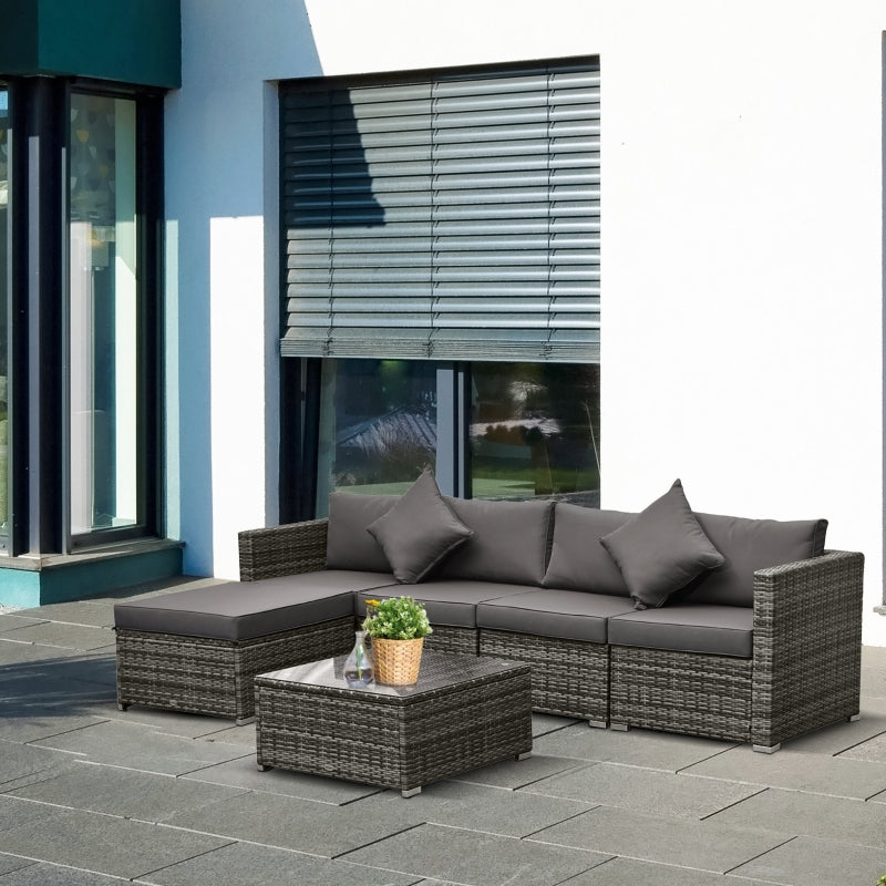 6 Piece Dark Grey Rattan Sofa Set