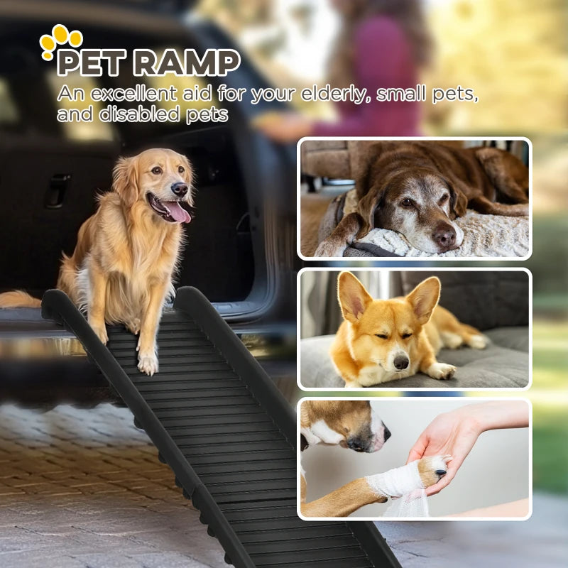 Foldable Pet Ramp for Dogs - Car Ramp for SUVs & Cars, Lightweight & Portable, Black Color