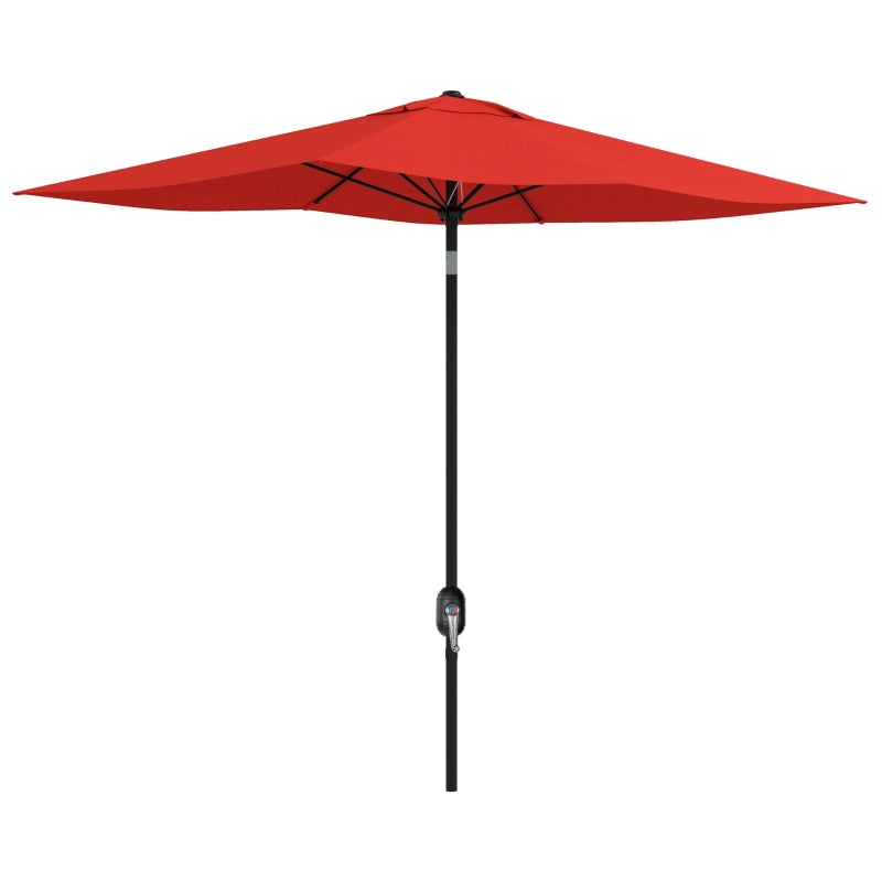Rectangular Garden Parasol Umbrella 2 x 3m - Wine Red Outdoor Market Sun Shade with Crank & Push Button Tilt, Aluminium Pole, 6 Ribs