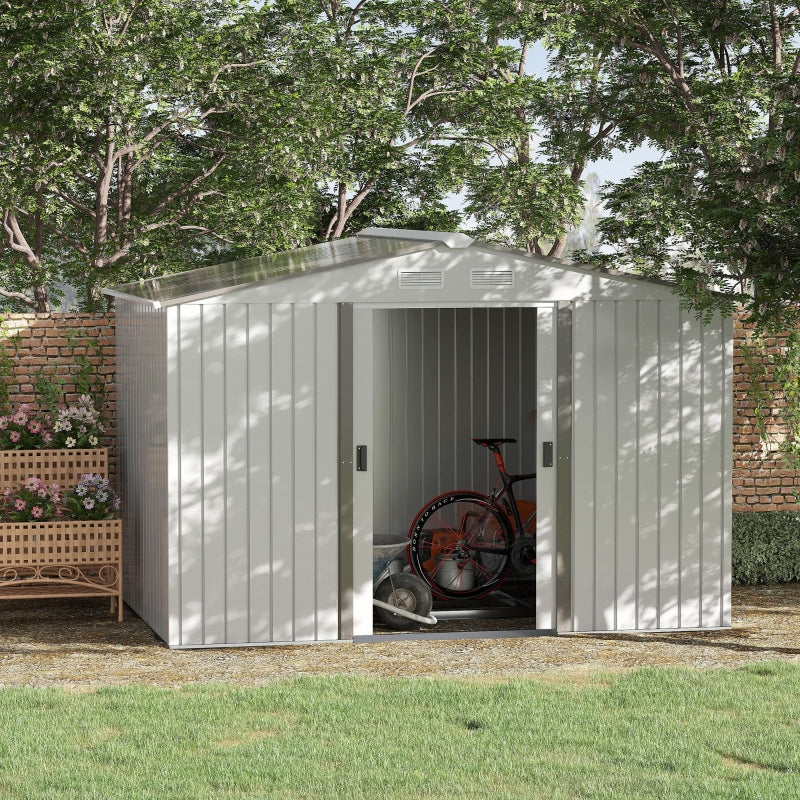 Silver 9ft x6ft Silver Metal Storage Shed