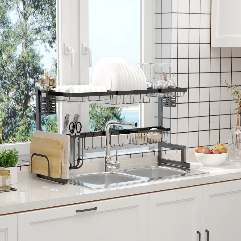 93cm Modular Over-Sink Drying Rack - Space-Saving Kitchen Organizer for Dishes, Pots, and Utensils - Adjustable Design