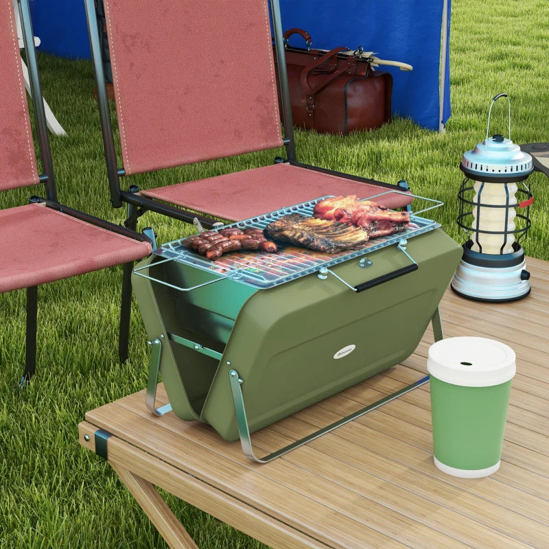 Green Portable Metal BBQ Grill