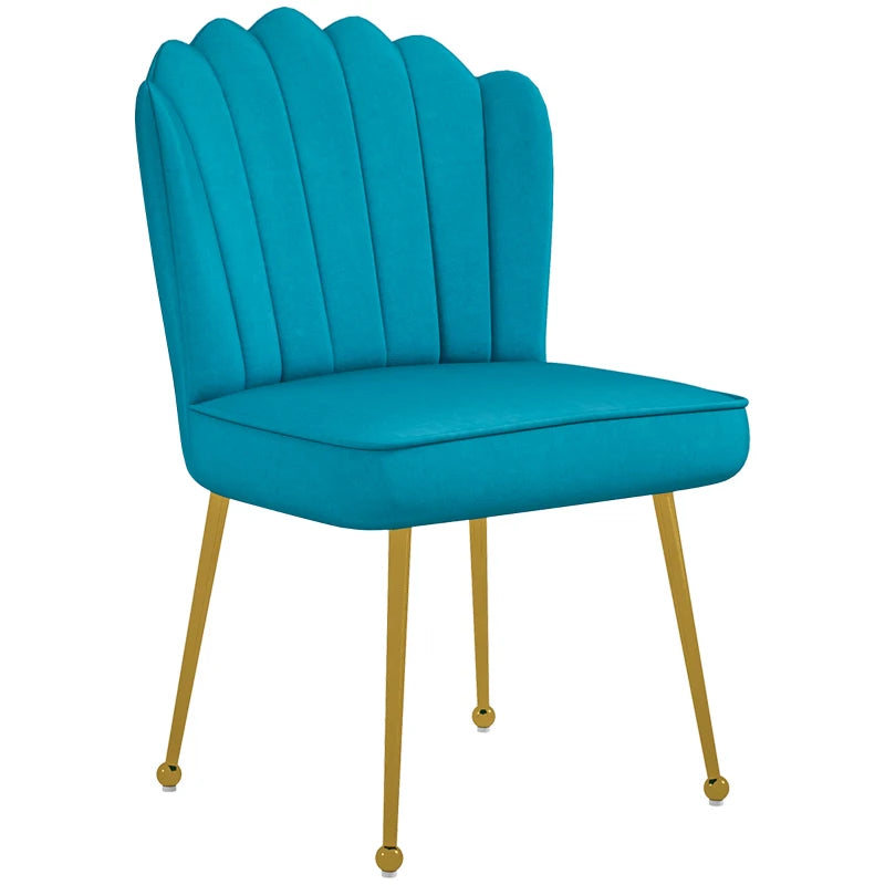 Luxurious Velvet-Feel Blue Shell Accent Chair - Stylish Home Decor for Living Room, Bedroom, and Office Seating