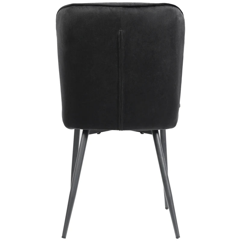 Set of 2 Velvet Black Dining Chairs with Metal Legs, Wing Back Upholstered Accent Chairs for Dining Room, 47x43x86 cm