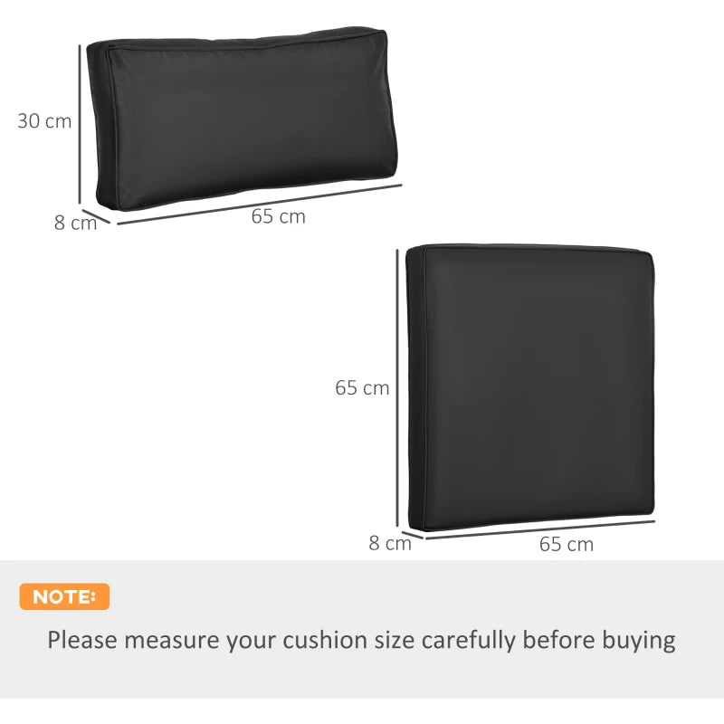 14-Piece Black Outdoor Rattan Furniture Cushion Set - 7 Seat Cushions & 7 Back Cushions for Patio Conversation Set