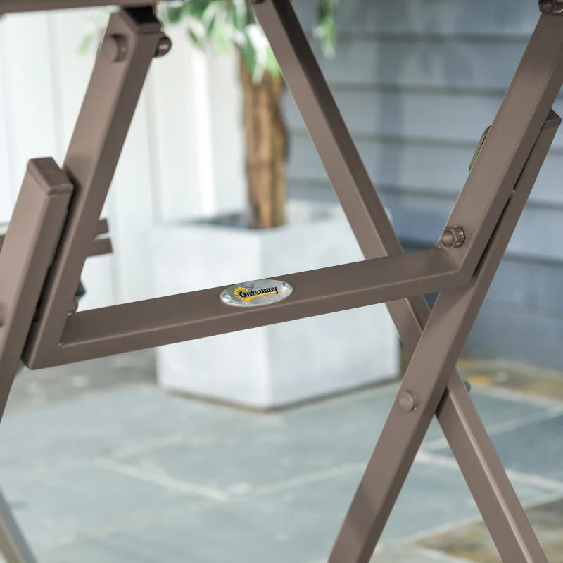 3 Piece Foldable Garden Bistro Set - Grey Patio Furniture Set with Table and 2 Chairs for Conservatory, Balcony, and Terrace