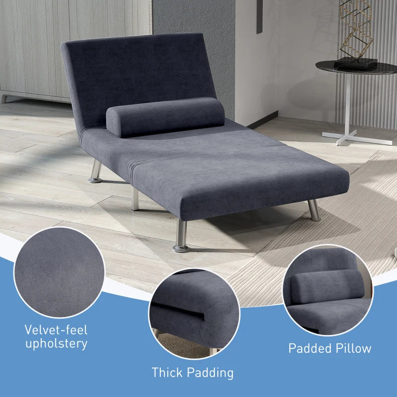 Charcoal Grey Velvet-Feel Sleeper Chair for Stylish and Comfortable Seating Solutions