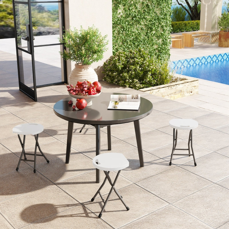 Set of Four White Folding Carry Stools - Compact and Lightweight Design