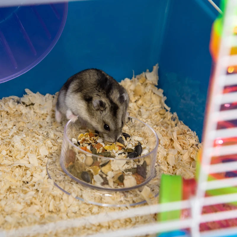 5-Tier Hamster Cage with Tube, Water Bottle, Exercise Wheel & Food Dish - Blue, 59L x 36W x 69H cm