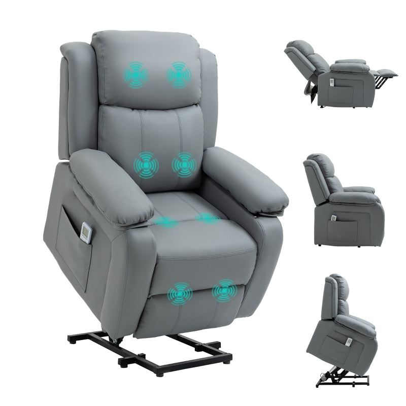 Electric Recliner Chair with Massage and Heat for Elderly, Power Lift Armchair with Remote Control and Extended Footrest