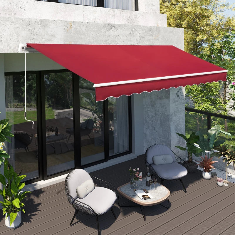 4m x2.5m Manual Awning With Handle - Red