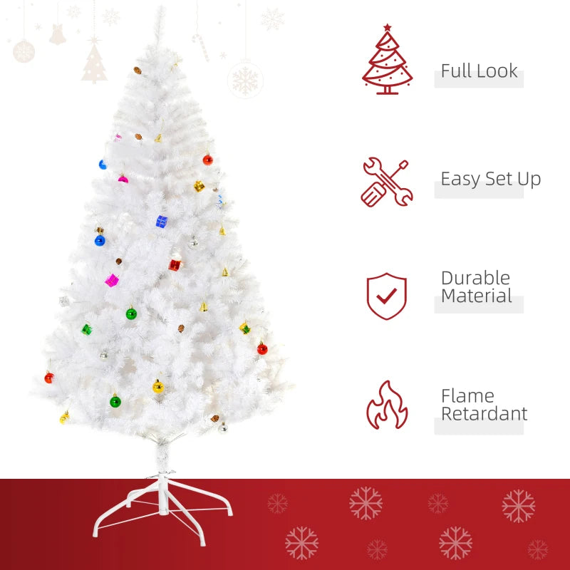 6ft Elegant White Snow Artificial Christmas Tree with Metal Stand - Seasonal Home Decorations for Holiday Cheer