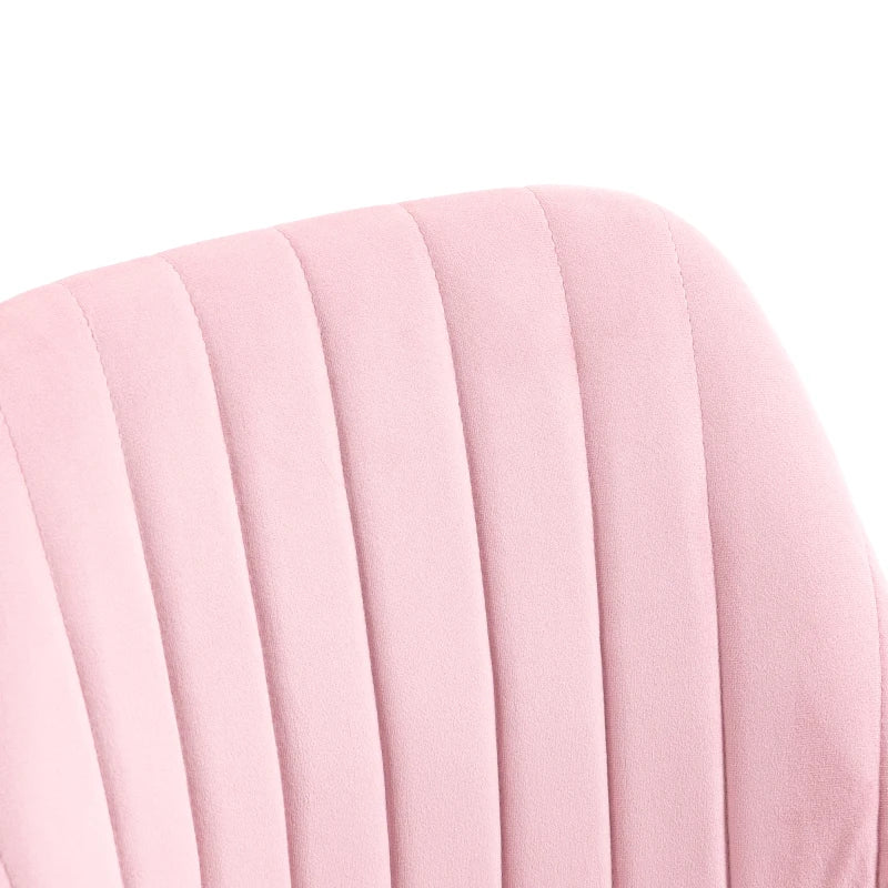 Vinsetto Pink Velvet-Feel Armless Office Chair - Stylish Ergonomic Design for Home & Office - Comfortable Seating Solution