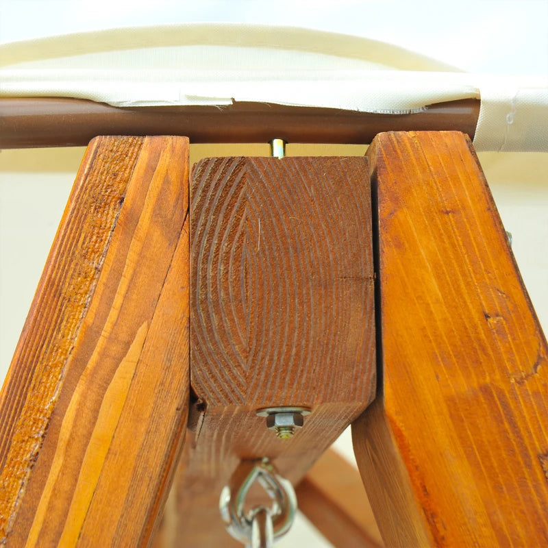 Cream White 2-Seater Wooden Garden Swing Hammock