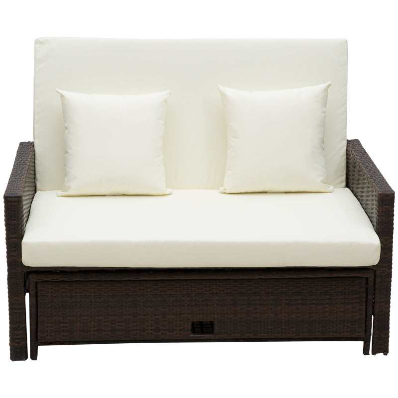 Brown Rattan Double Sun Lounger Day Bed