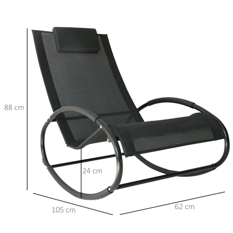 Black Rocking Sun Lounger with Pillow