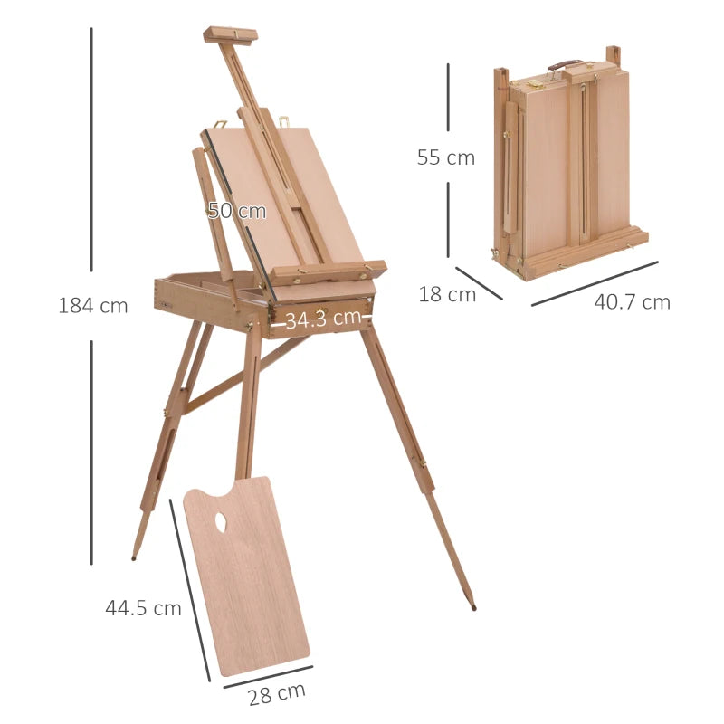Portable Wooden Art Easel Tripod - Lightweight Folding Sketch Board for Artists & Painters - Natural Wood Craft Supplies