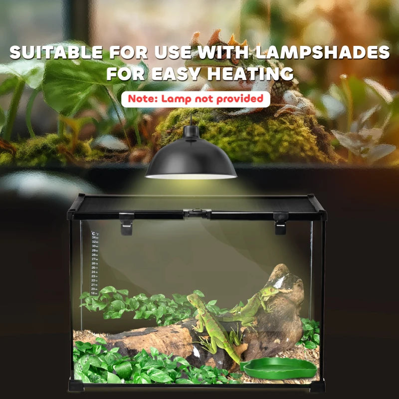 Large Glass Reptile Terrarium 50x30x35cm - Insect Breeding Tank with Thermometer for Lizards, Frogs, Snakes & Spiders