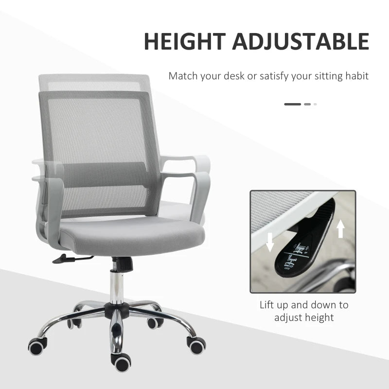 Vinsetto Ergonomic Mesh Office Chair Adjustable Height Armrest 360 Degree Swivel Castor Wheels Grey