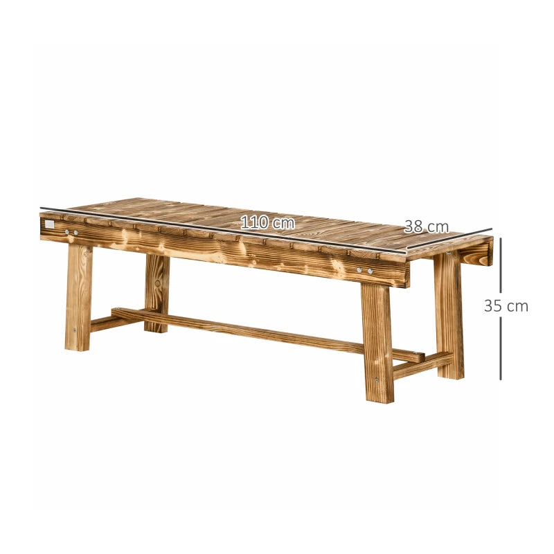 Carbonised Fir 2-Seater Wooden Garden Bench 110x38x35 cm