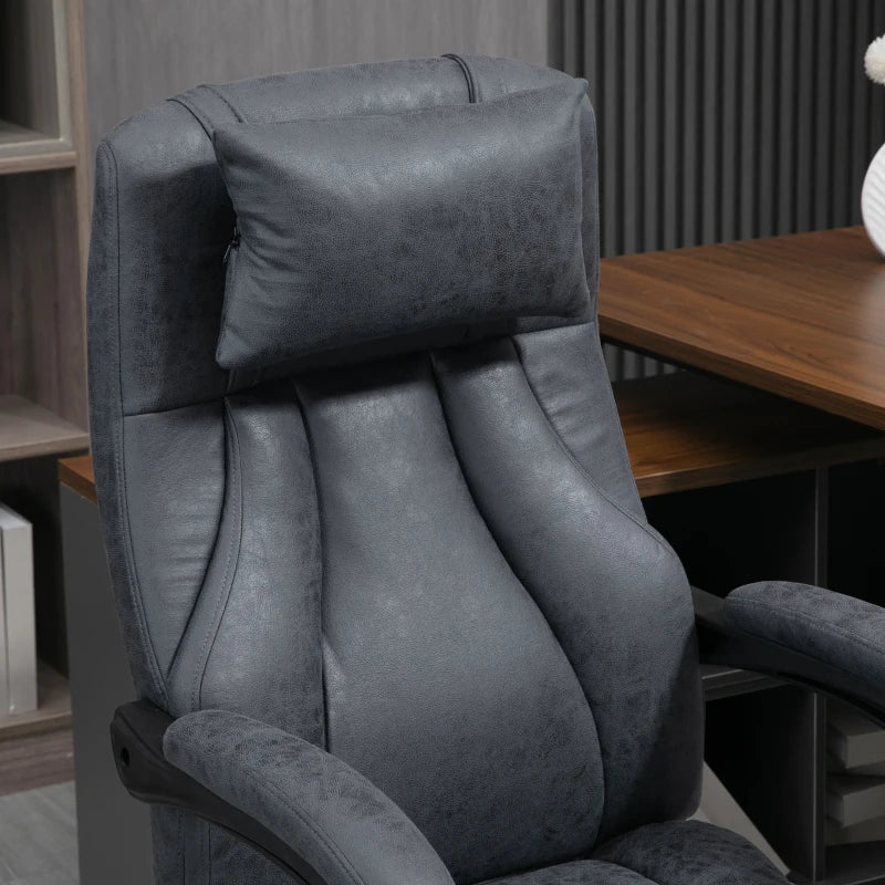 Vinsetto Dark Grey Office Chair with Lumbar Massage, 135° Recline, Adjustable Headrest, Retractable Footrest, Padded Seat, Metal Base