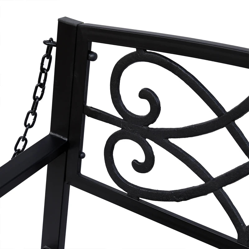Black Metal 2-Seater Garden Swing Chair with Chains