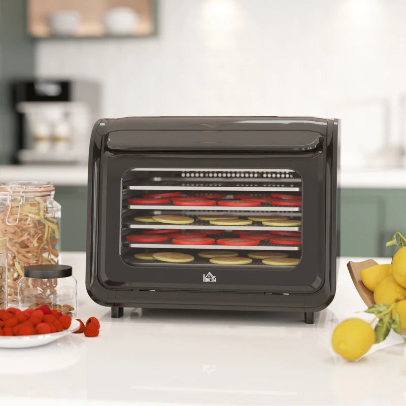 Premium 6-Tray Food Dehydrator - Adjustable 35-70°C Temperature Control - Black - Perfect for Healthy Snacks & Preserving Food