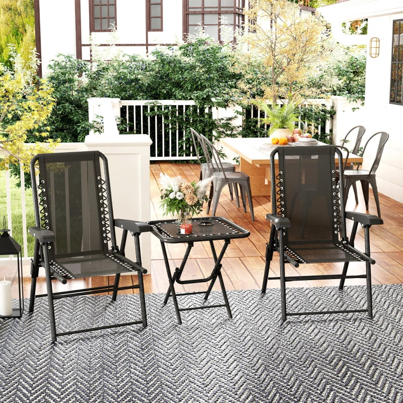 Black Three-Piece Garden Table and Chair Set