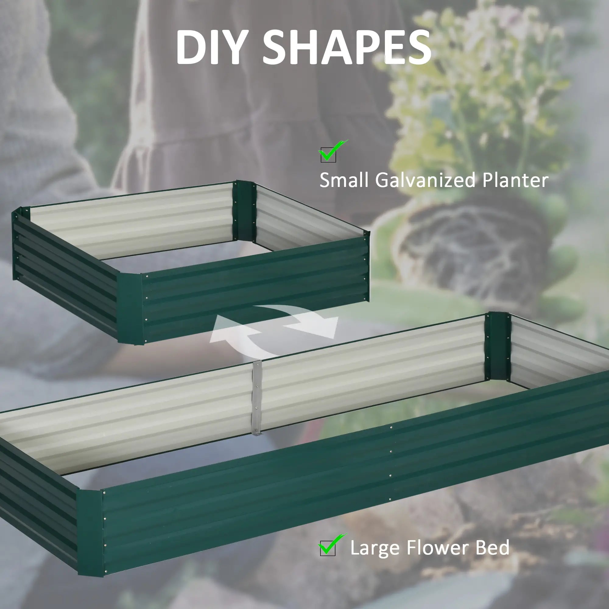 Green Metal Raised Garden Bed Planter Box for Growing Flowers & Herbs - 241 x 90.5 x30cm