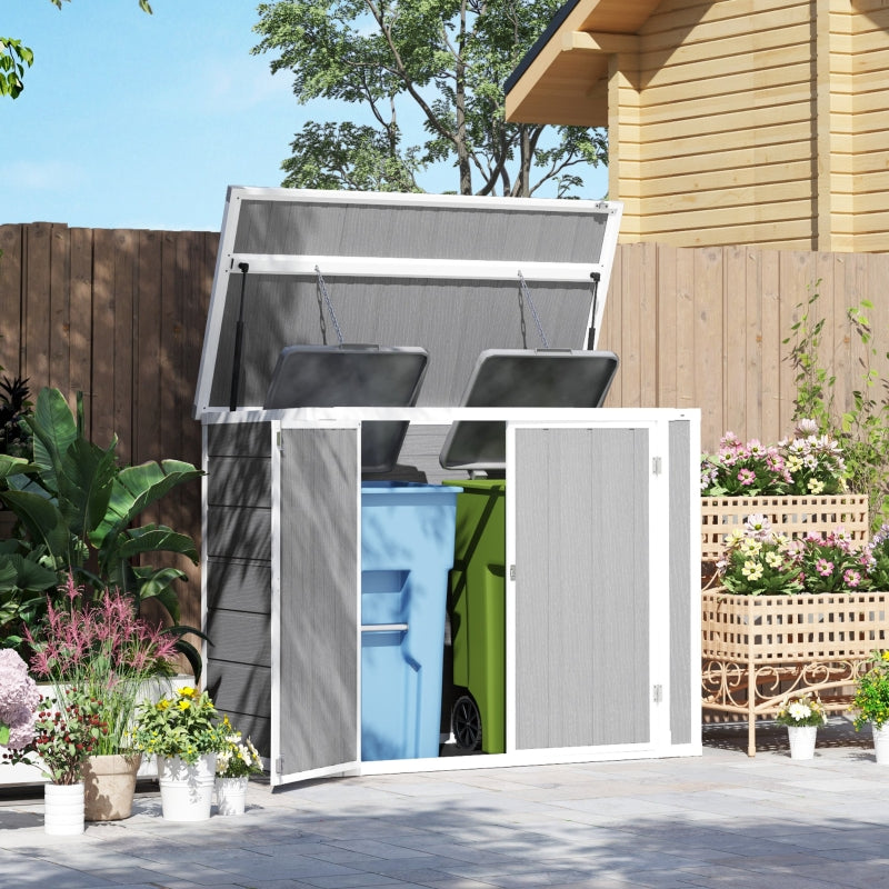 4.7ft x 2.5ft Grey Garden Shed - Double Bin Storage Shed with Lockable Doors, Outdoor Small Shed