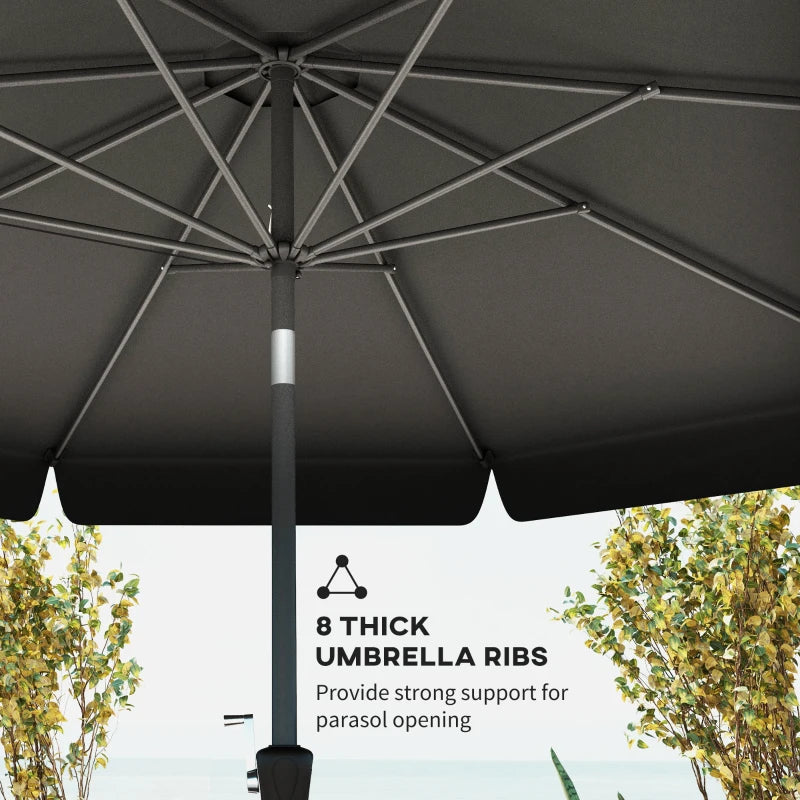 Black 2.7m Patio Table Umbrella with Tilt and Crank
