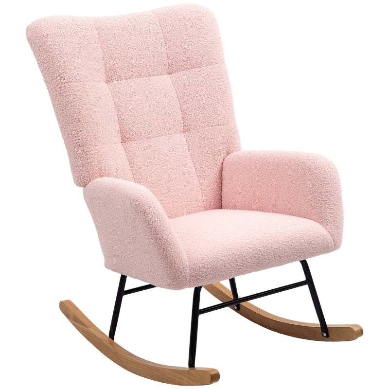 Pink Teddy Fleece Rocking Chair - Cozy Comfort for Kids, Size: Standard