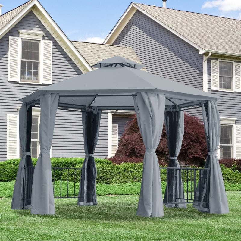Grey 3m x 3m Hexagon Gazebo