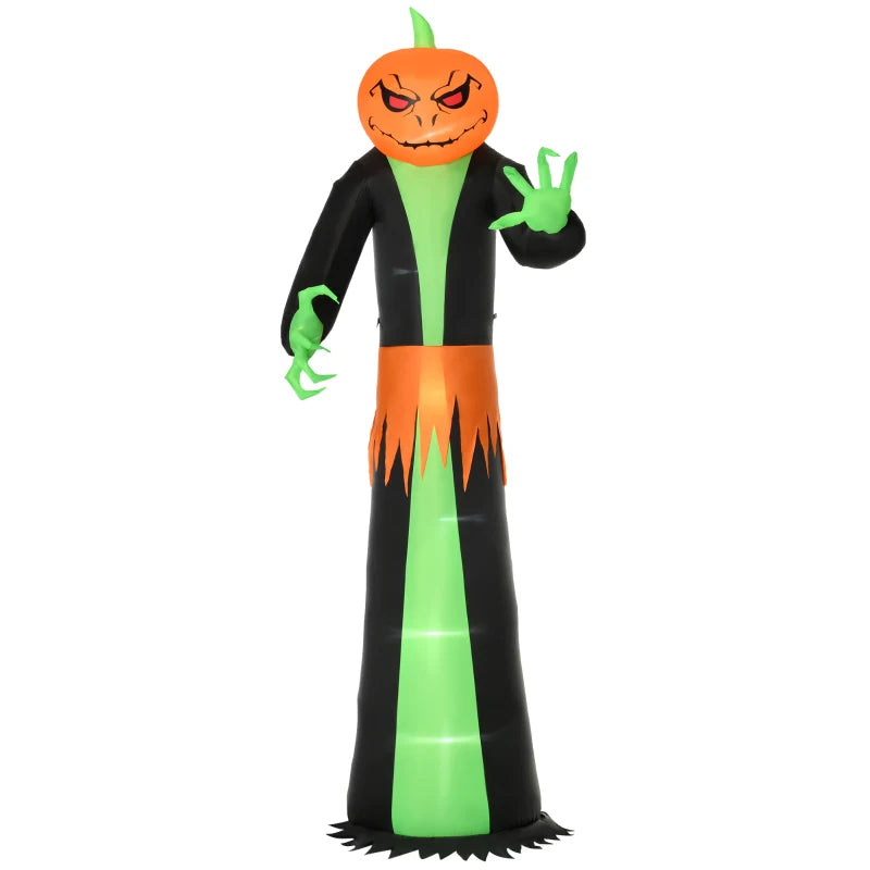 9FT Inflatable Halloween Pumpkin Ghost with LED Lights - Outdoor Blow Up Decoration for Parties, Gardens, and Lawns